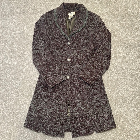 Papillon Los Angeles Jackets & Blazers - Vtg y2k Papillon Los Angeles Women Brocade Lace Collar Coat Jacket Size S Whimsy
